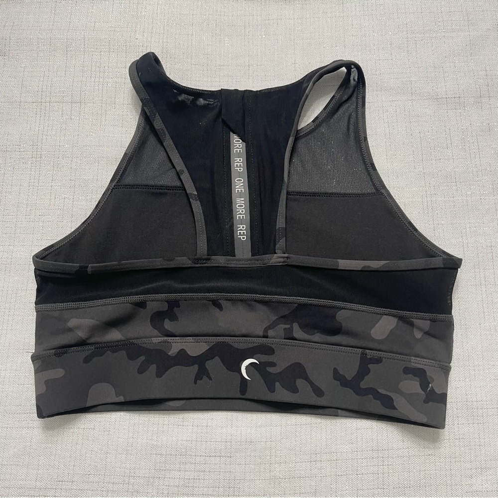 ZYIA All Star Camo Sports Bra Gym Activewear Running Green & Black Size S